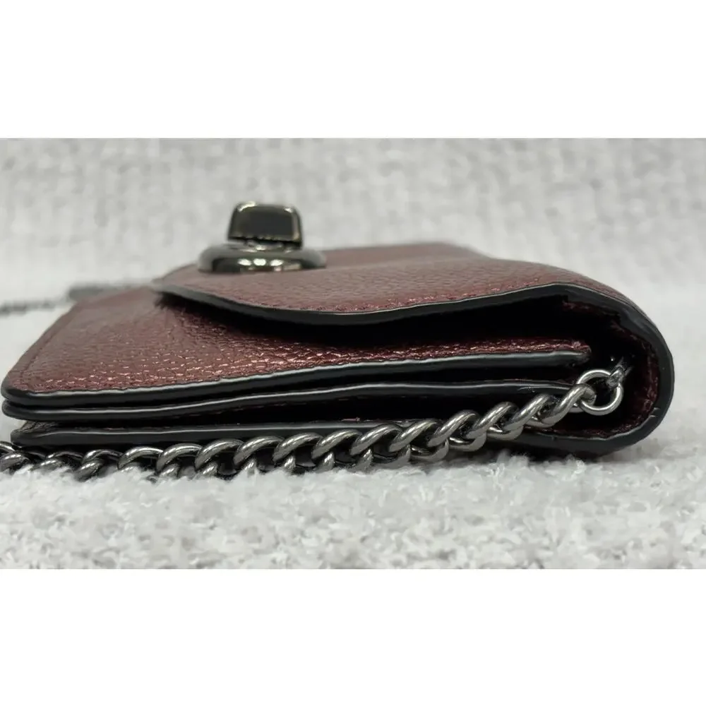 Coach Metallic Burgundy Pebbled Leather Crossbody Purse F1580 #76953